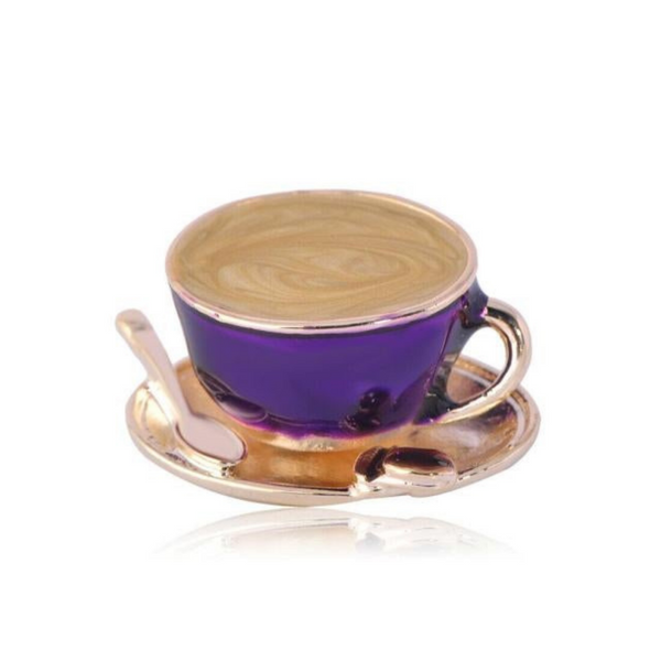 Coffee Cup Spoon Brooch Pin