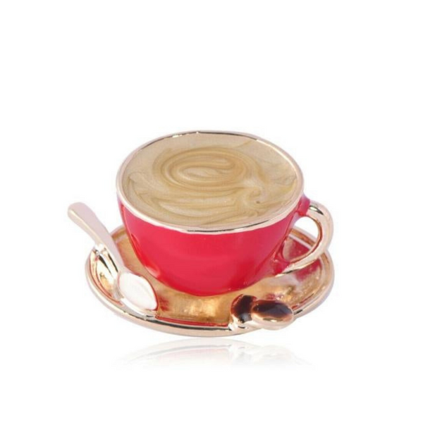 Coffee Cup Spoon Brooch Pin