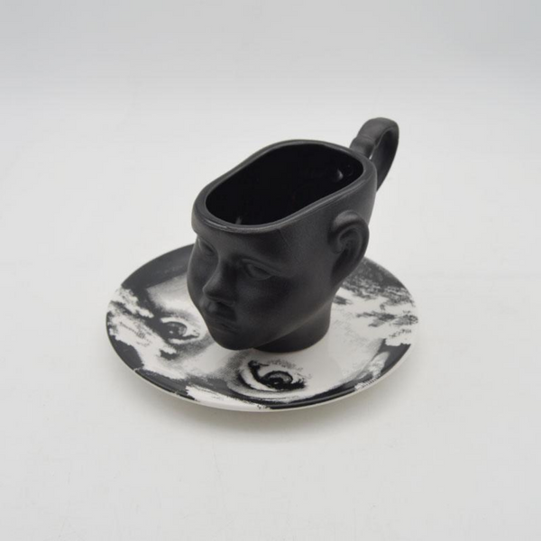 Black Ceramic Doll Head Mug