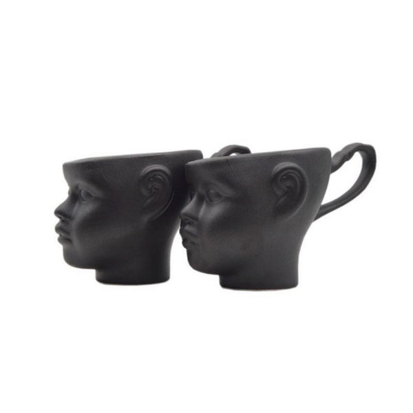 Black Ceramic Doll Head Mug
