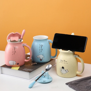 Bubbles Cat Ceramic Mug With Phone Holder 