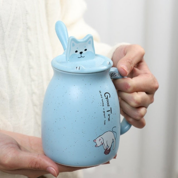Bubbles Cat Ceramic Mug With Phone Holder