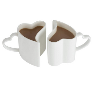 Interlocking Pair of Heart Shaped Mugs