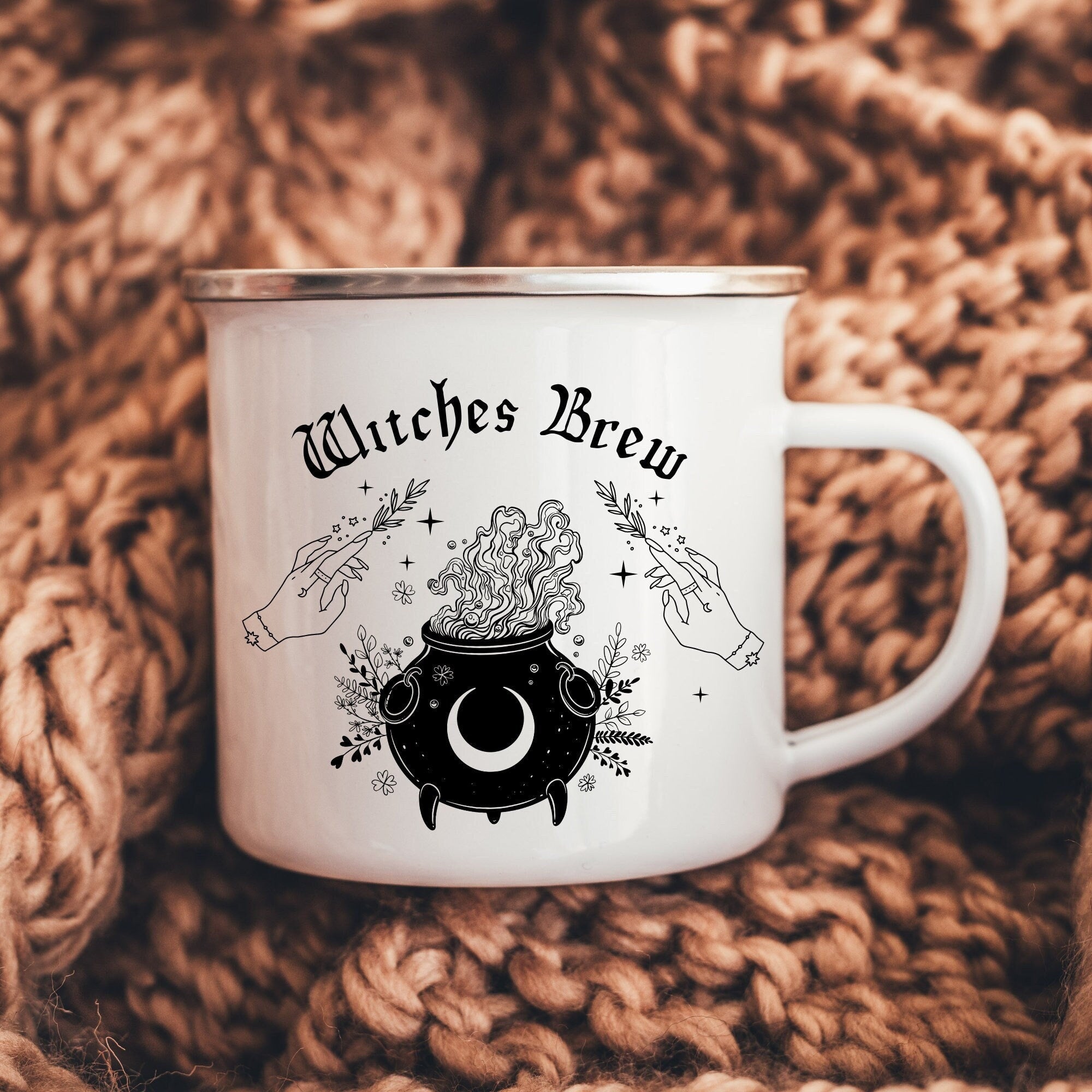 Witches Brew Enamel Halloween Camping Mug