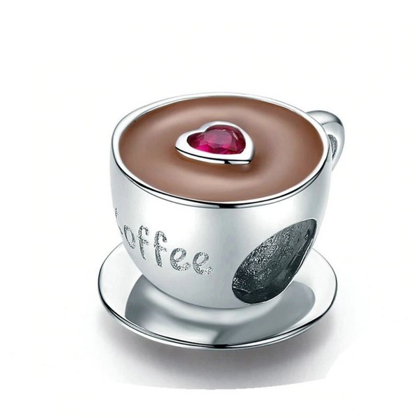 Luxyglo Silver Love Coffee Charm