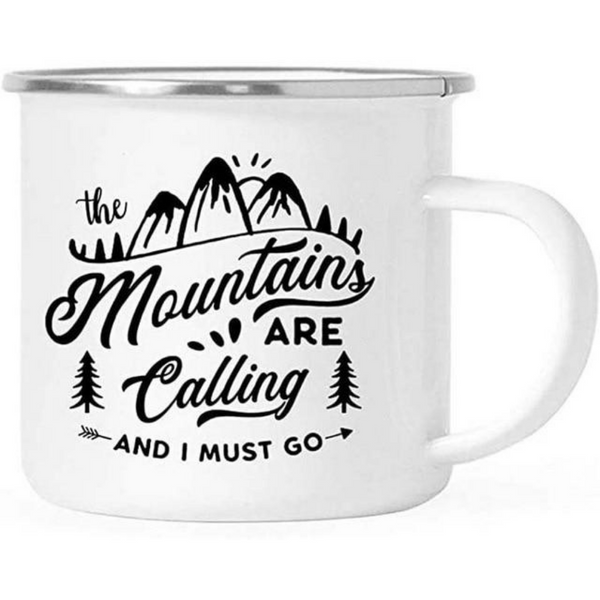 The Mountains Are Calling Enamel Camping Mug