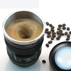 Zoom Camera Lens Self Stirring Travel Mug