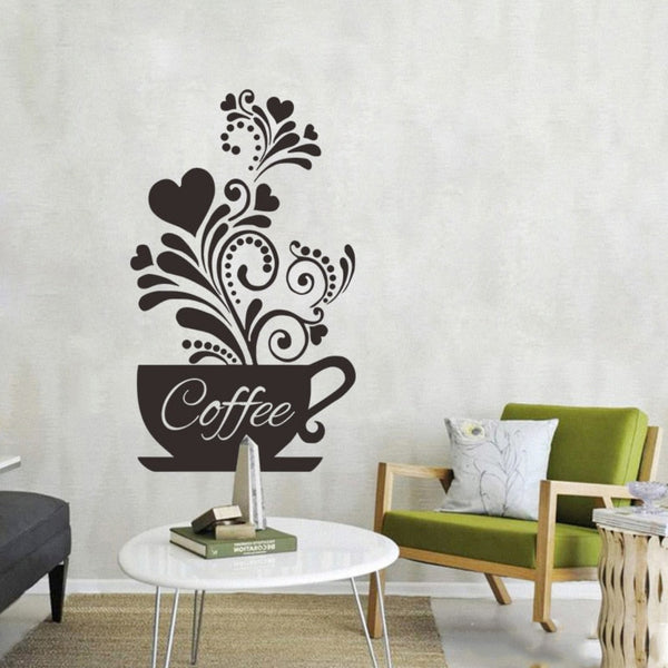 Flowering Vines Coffee Cup Wall Sticker