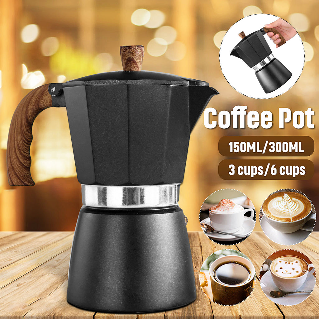 Stovetop Espresso Moka Coffee Maker: Milano - Black 3 cup