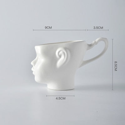 Porcelain Gold Handle Doll Head Mug