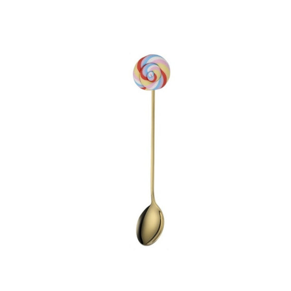 Colorful Lollipop Gold Spoon/Fork