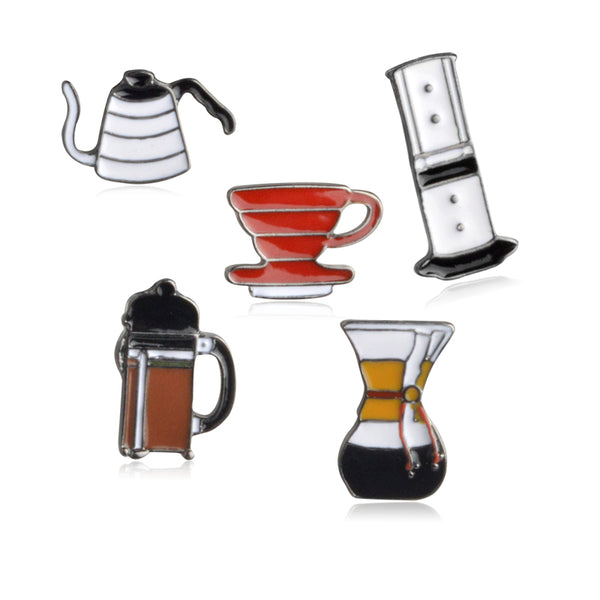Coffee Brewing Equipment Brooch Pins