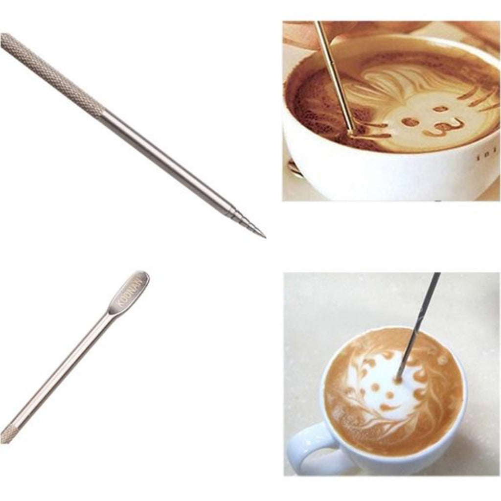Stainless Steel Latte Art Pen, 2Pcs Latte Art Tools 2 Ends Coffee Art Pen  Professional Barista Tool for Cappuccino Latte Espresso