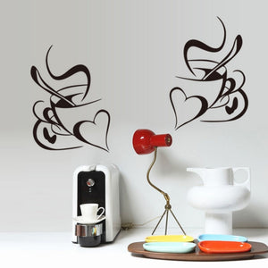 Double Love Coffee Cups Wall Sticker