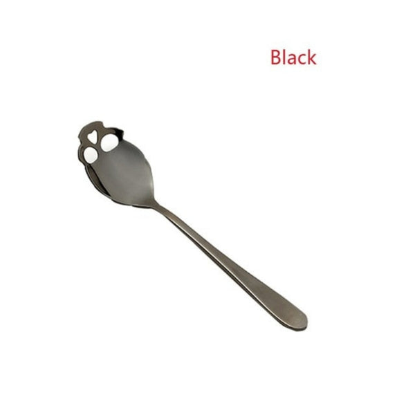 Skull Stainless Steel Coffee Spoon - Black